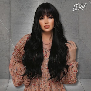 Natural Black Wavy Wig,Synthetic Wig, Long Black Wig, Heat Resistant Wig, Festival Wig, Party Wig, Cosplay Wig, Gift for Women, Gift for Her