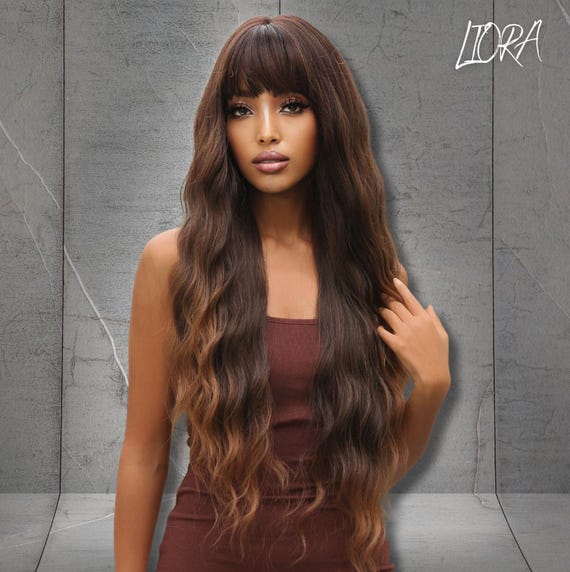Bangs Long Brown Wig Fancy Dress California Costumes Coquette (Brunette)  Adult Wig