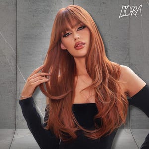 Red Brown Wig, Long Wavy Wig, Long Wavy Wigs For Women, Synthetic Wigs, Daily Wig, Party Wig, Cosplay Wig, Gift for Women, Gift for Her
