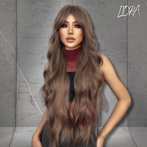 Long Brown Wigs, Curly Wigs, Synthetic Wigs,Brown Natural Wigs,Fashion Wigs,Long Wigs,Brown Wigs, Cosplay Wigs, Gift for Women, Gift for Her