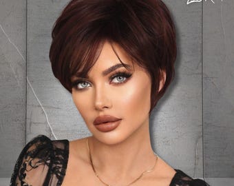 Short Dark Red Pixie Wig – 10 display picture 3