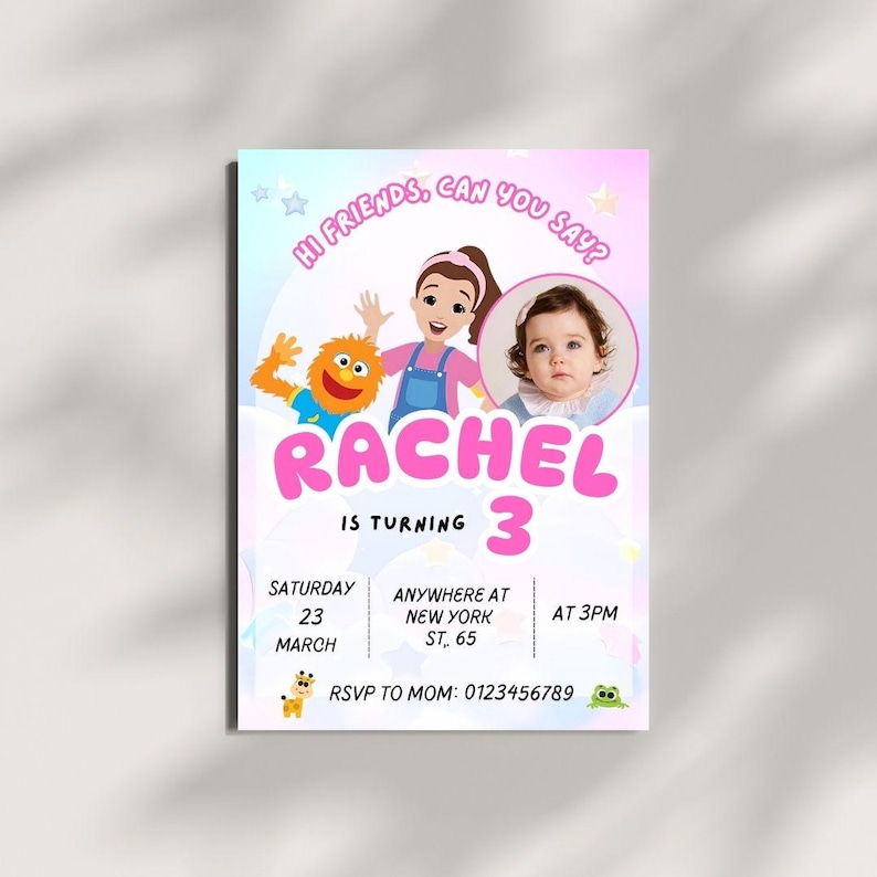 Editable Ms Rachel Birthday Invitation, Ms Rachel Party Invites, Ms ...
