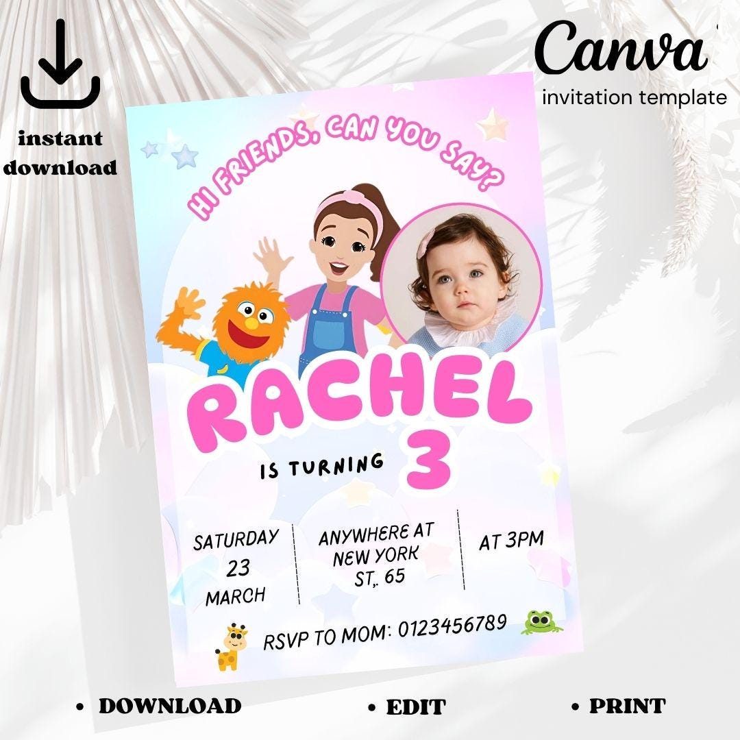 Ms Rachel Birthday Invitation: Editable Party Invites (canva Template ...