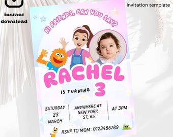 Ms Rachel Birthday Invitation: Editable Party Invites (Canva Template)