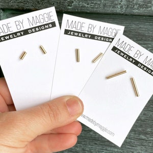 Gold Bar Post earrings Line Earrings Gold Bar Earrings Line Posts Parallel Lines Staple Post Minimalist Earring image 2