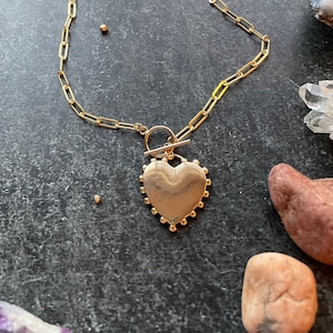 Paperclip Necklace with Heart Charm - Silver or Gold