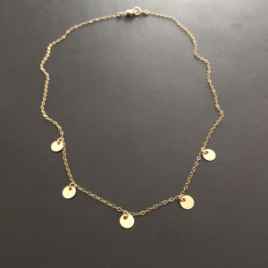 Dainty dot gold necklace subtle sparkle available in sterling silver and 14k gold fill 6 mm discs image 1