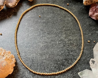 3 mm beaded necklace - Beaded Stretch Necklace - 14k Gold filled or Sterling Silver seamless rounds