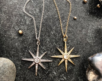 Large Starburst Necklace - Available in Silver or 18K Gold Fill