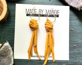Knotted Leather Fringe Earrings