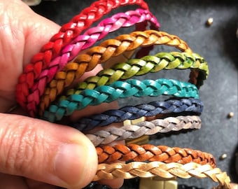 Braided Leather Bracelet - Leather braid with Magnetic Clasp available in variety of colors and metal clasp finish