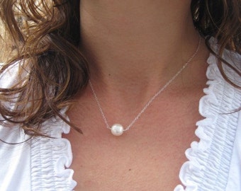 Necklace - Pearl Necklace - Sterling Silver Chain Necklace - 14k Gold Fill Chain Necklace