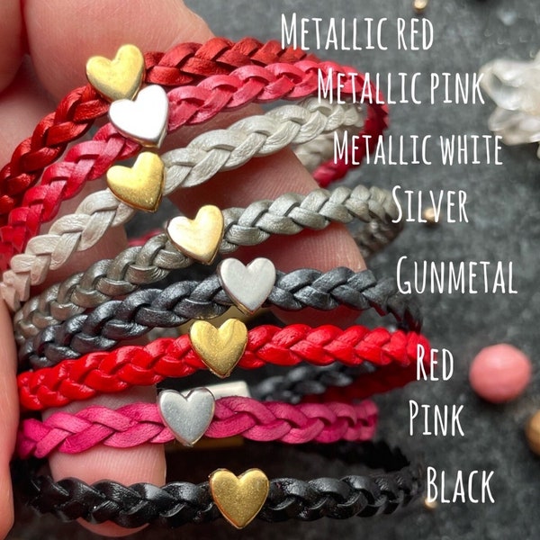 Leather Bracelet with heart charm