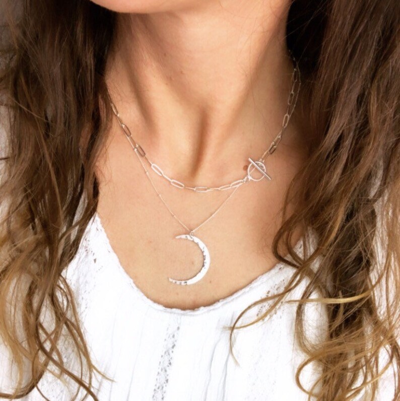 Paper Clip Necklace Toggle Clasp Paperclip Chain Necklace Etsy