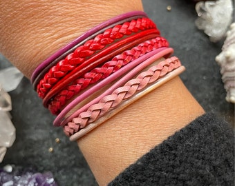 Leather Cuff Bracelet - Valentines Day OMBRE
