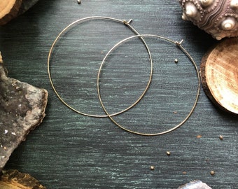 Cerceaux remplis d’or - qualité merveilleuse - Boucles d’oreilles Hoop de 2,75 pouces - pas de métal plaqué or - Argent sterling ou Or rose