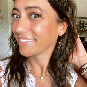 Gold filled hoops with fishbone dangle