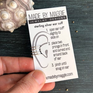 Ear Cuff - 4 ring cuff earring - No piercing ear cuff - Available in sterling silver, 14k gold filled or rose gold