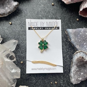 14k Gold Filled Green Clover Necklace: Good Luck Charm zdjęcie 2