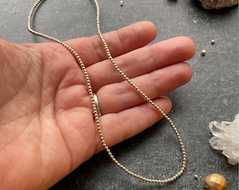 2mm Beaded Stretch Necklace: 14K Gold Filled or Sterling Silver
