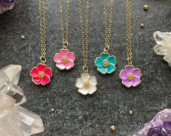 Hibiscus Flower Charm Necklace