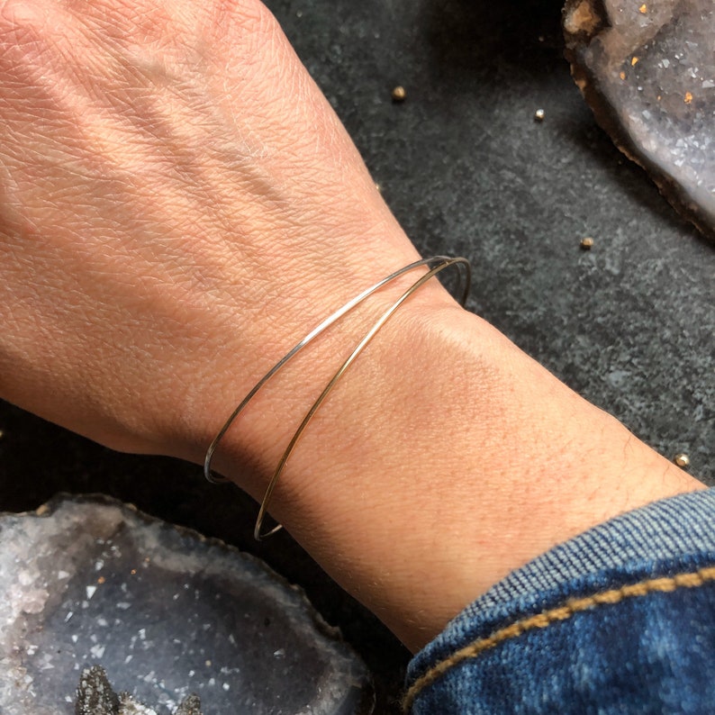 Thin cuff bracelet 14k gold filled, Rose gold or argentium sterling silver image 1