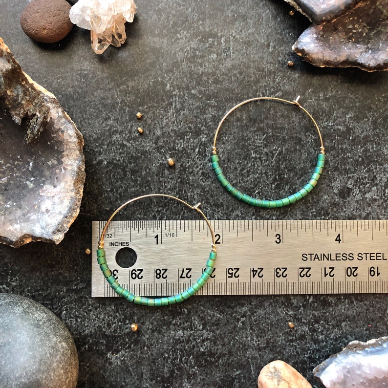Seed Bead Hoops 1.75 Inch Hoops Beaded Hoops in Sterling Etsy