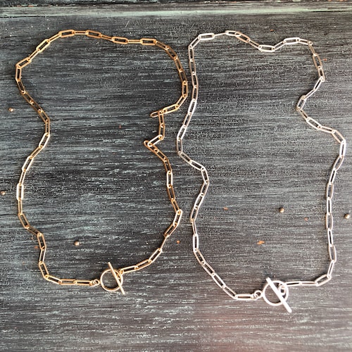 Paper Clip Necklace Toggle Clasp Paperclip Chain Medium Etsy