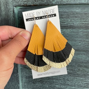 MIZZOU black and gold leather earrings - University of Missouri