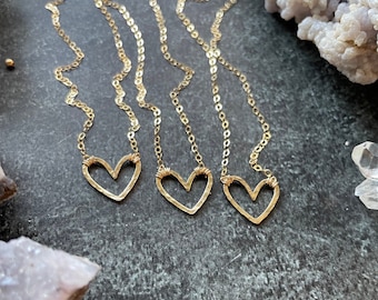 Gold Heart Pendant Necklace - Valentines gift for her - 14K Gold filled