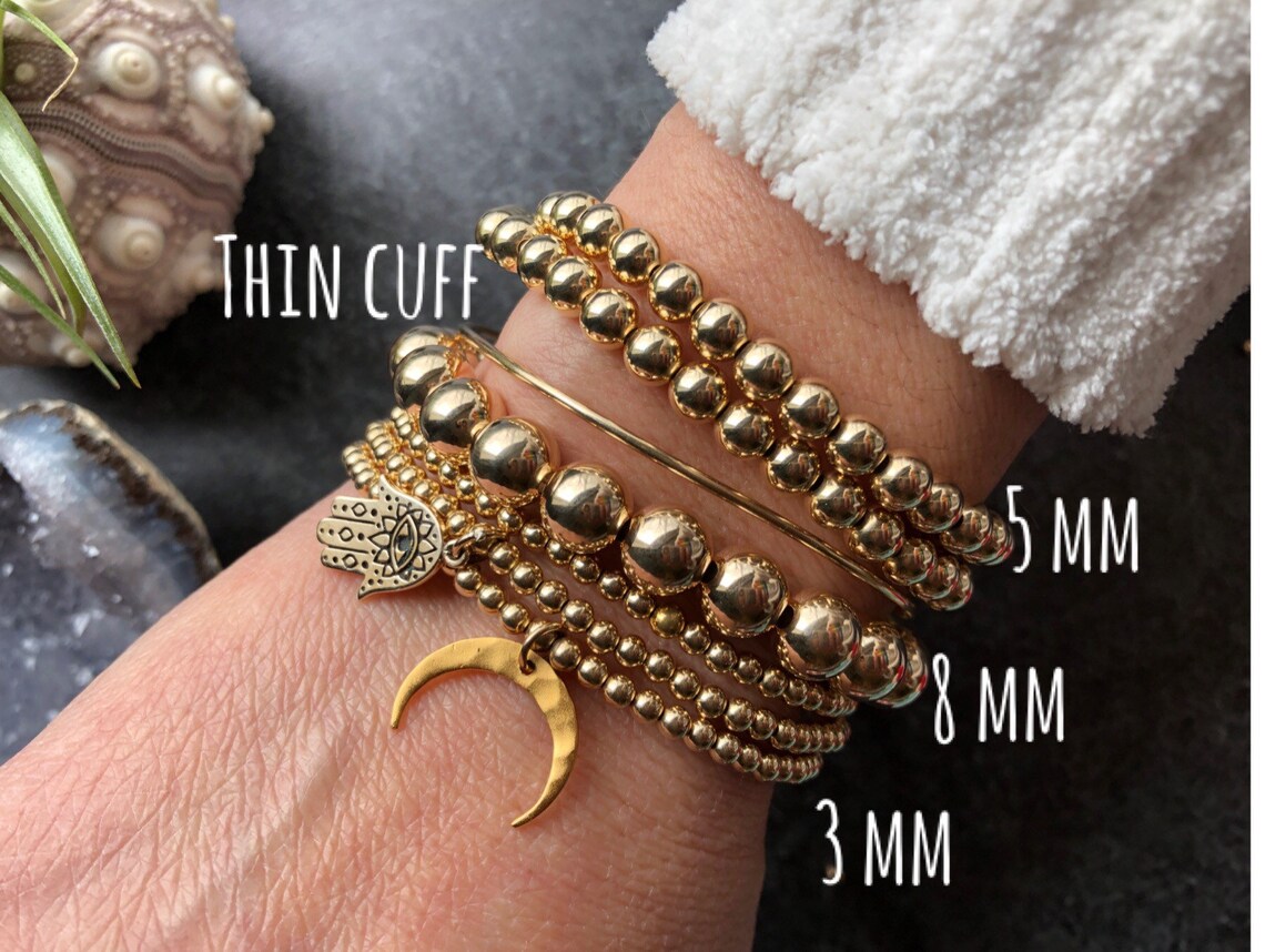 GOLD 6mm STRETCH BRACELET main image 1