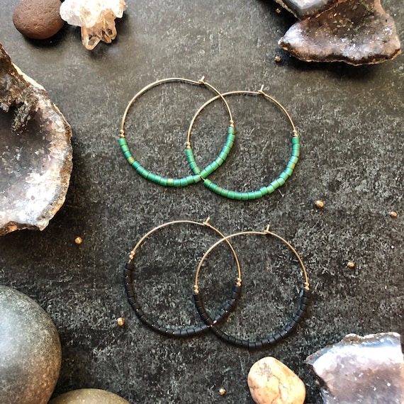Checkered Bead Hoops main image 1