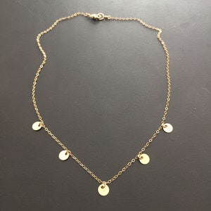 Dainty dot gold necklace subtle sparkle available in sterling silver and 14k gold fill 6 mm discs image 6