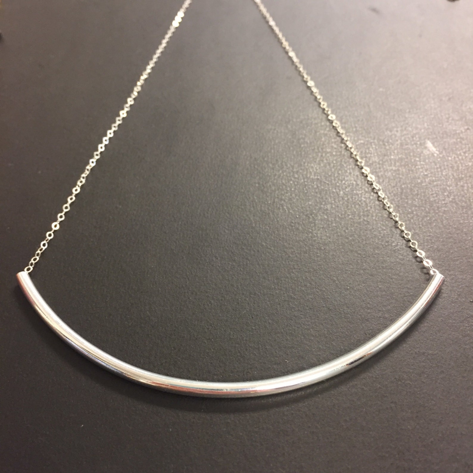 Choker Necklace Curved Tube Choker Necklace Sterling Etsy