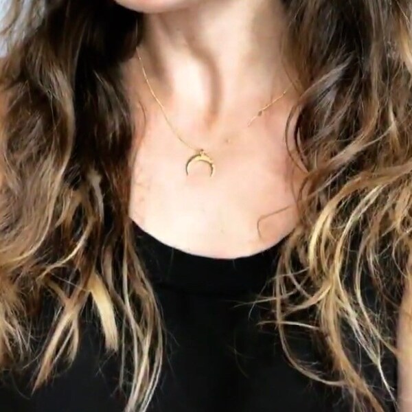 Small Crescent Moon Pendant Necklace - MADE BY MAGGIE Celestial Collection