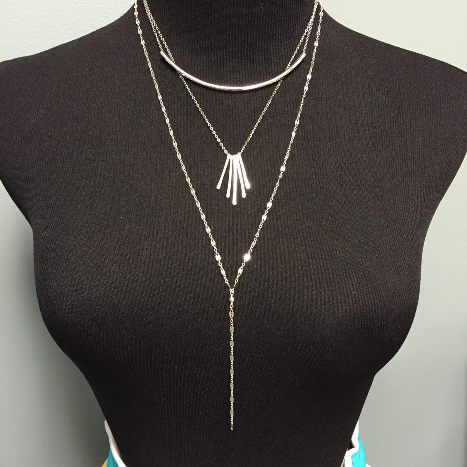 Choker Necklace Curved Tube Choker Necklace Sterling Etsy