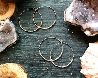 Medium Size Hoop Earrings - 1.5 inch in diameter, Beaded hoop earrings, silver hoops, mixed metal hoops or gold hoops