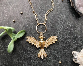 Gold Phoenix Pendant Necklace