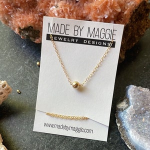 Single Bead Necklace - 14K gold filled or Sterling Silver