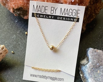 Single Bead Necklace - 14K gold filled or Sterling Silver