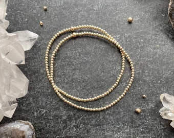 Dainty beaded stretch bracelet- 2 mm seamless rounds - available in sterling silver or 14k gold filled