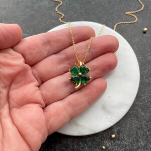 14k Gold Filled Green Clover Necklace: Good Luck Charm zdjęcie 4