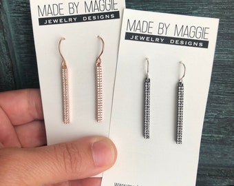 Pave earrings - Dangle earrings in silver, gold, rose gold and black