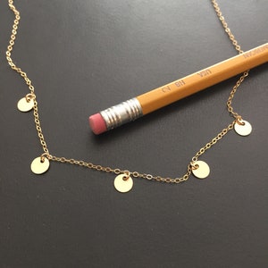 Dainty dot gold necklace subtle sparkle available in sterling silver and 14k gold fill 6 mm discs image 7