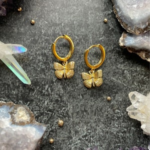Butterfly Huggie Earrings - 14k gold fill