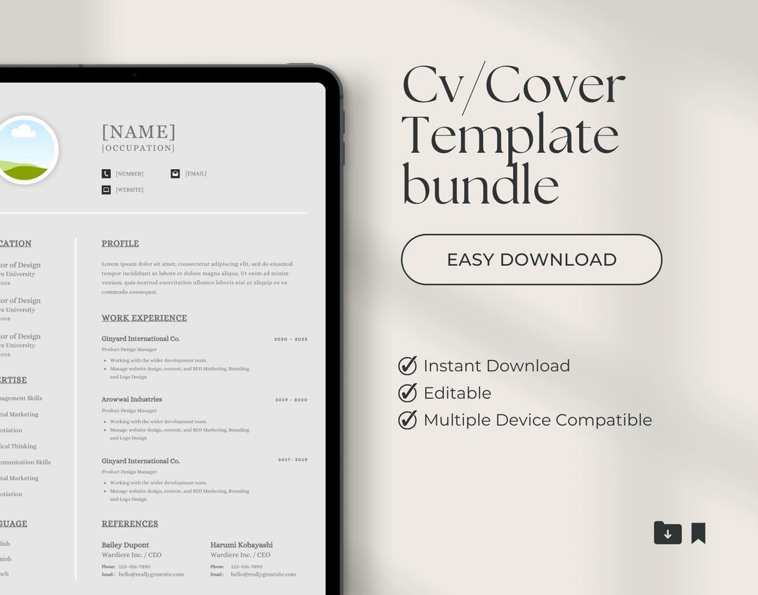 Cv Cover Page Templates Etsy UK Cv Cover Page Templates Etsy UK