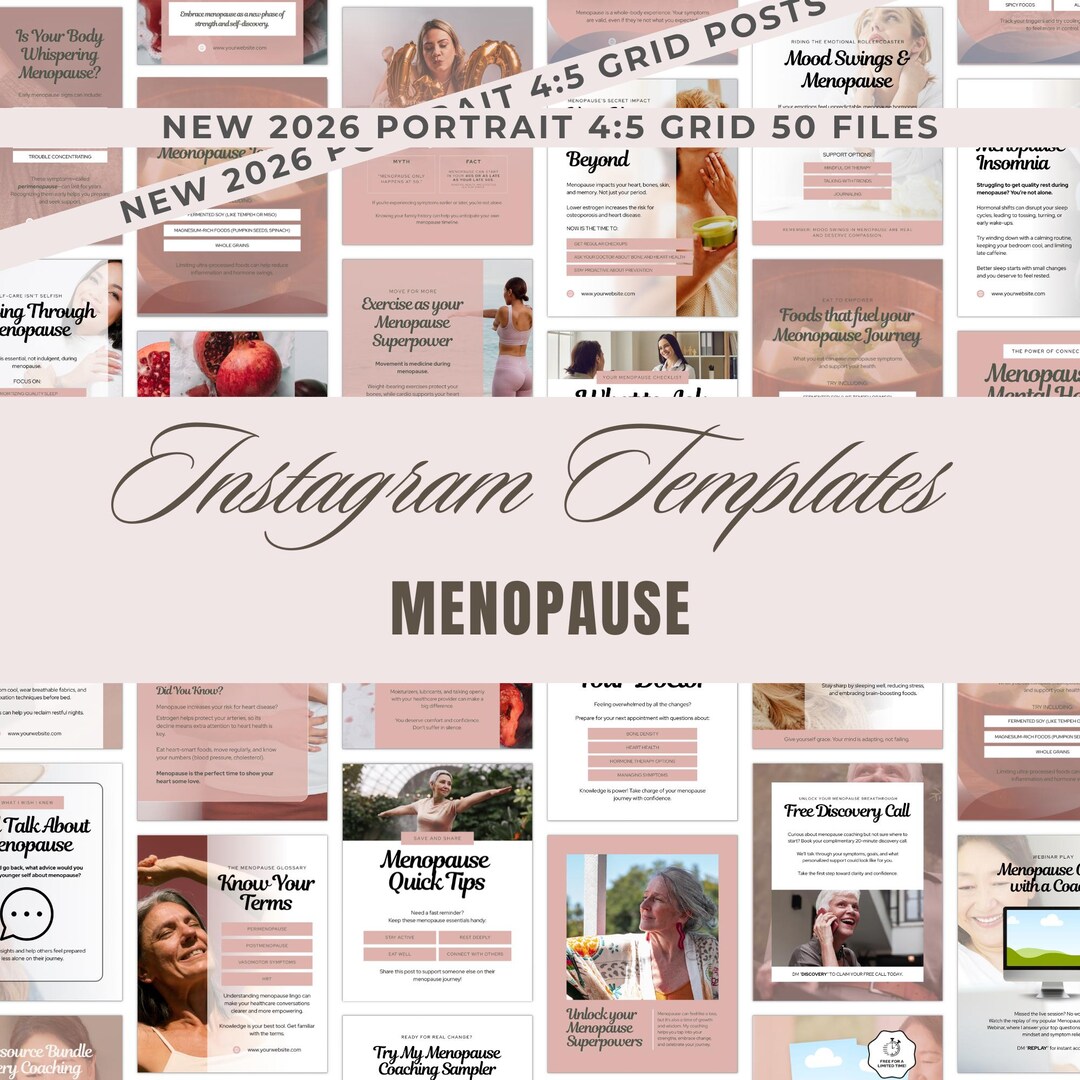 50 Menopause Coach Instagram Templates Canva | Perimenopause Content ...
