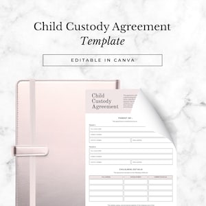 Canva-sjabloon voogdijovereenkomst afdrukbaar bewerkbaar co-ouderschapsplan Voogdijschema Ouderschapsovereenkomst Familierechtsvorm