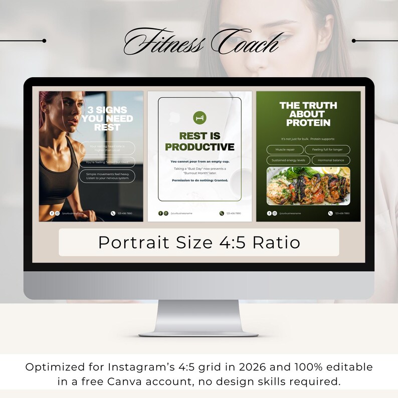 Fitness Coach Instagram Templates | Canva Social Media Posts (digital ...