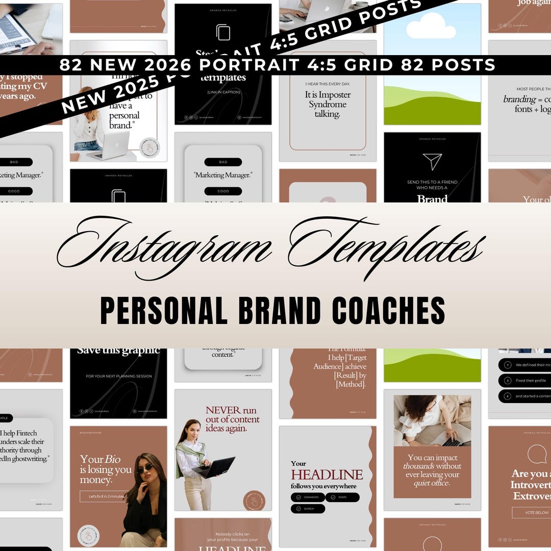 Instagram Carousel Templates Canva | Personal Brand Coach | 82 Social ...